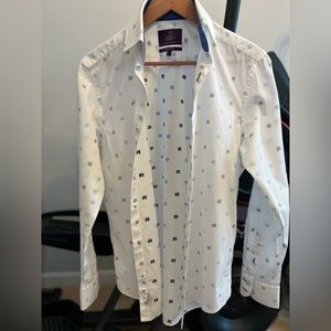 White/ blue high Collar dress shirt!